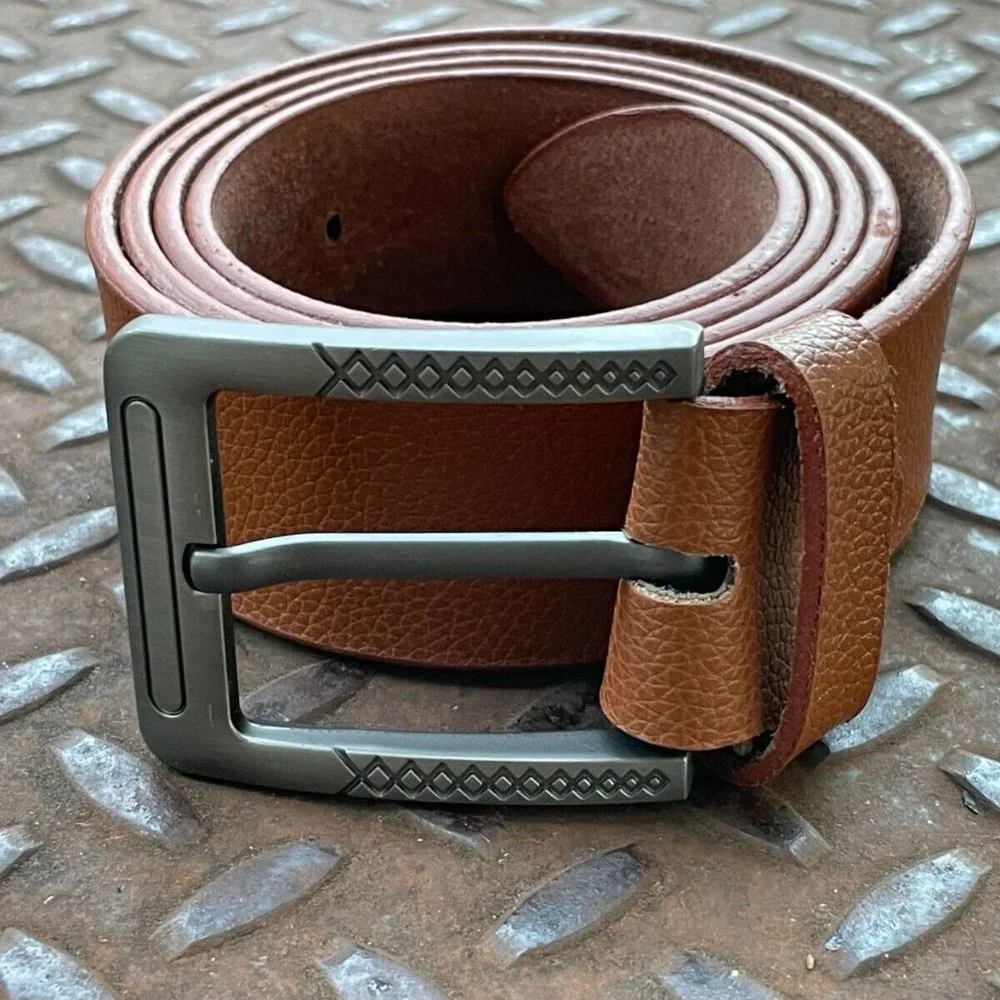 Handmade waistband Brown Genuine Leather Belt Pin Buckle Size 41-42 inches